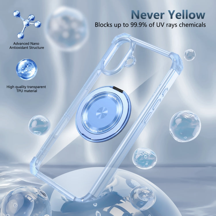 For iPhone 16 Gold Shield CD Pattern MagSafe Magnetic Phone Case with Rotating Stand