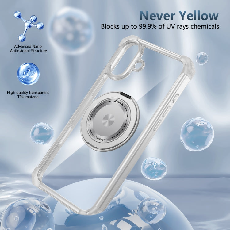 For iPhone 16 Gold Shield CD Pattern MagSafe Magnetic Phone Case with Rotating Stand