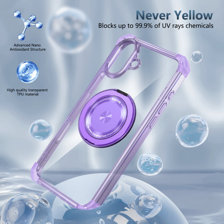 For iPhone 16 Gold Shield CD Pattern MagSafe Magnetic Phone Case with Rotating Stand