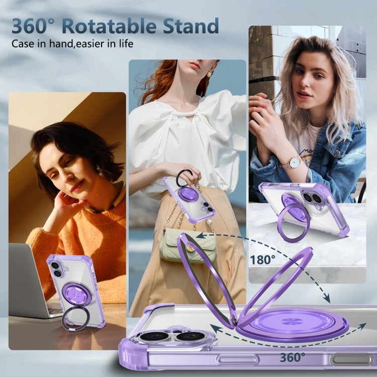 For iPhone 16 Gold Shield CD Pattern MagSafe Magnetic Phone Case with Rotating Stand