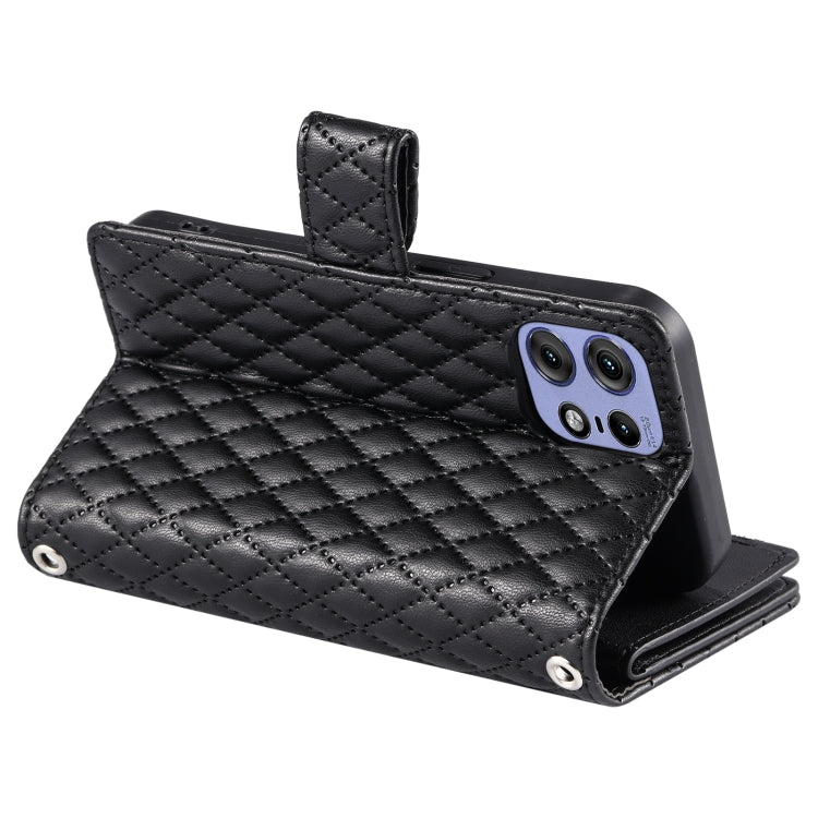 For Motorola Edge 50 Pro Glitter Lattice Zipper Wallet Leather Phone Case