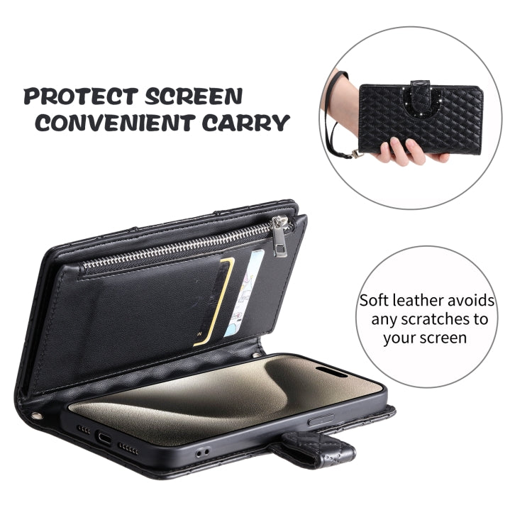 For Motorola Edge 50 Pro Glitter Lattice Zipper Wallet Leather Phone Case