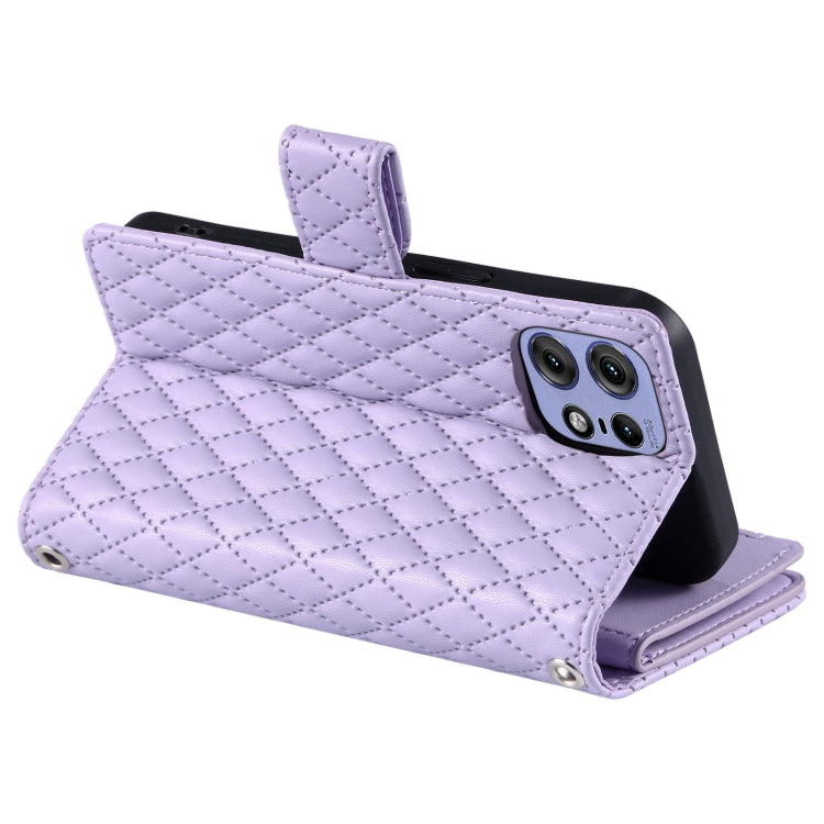 For Motorola Edge 50 Pro Glitter Lattice Zipper Wallet Leather Phone Case