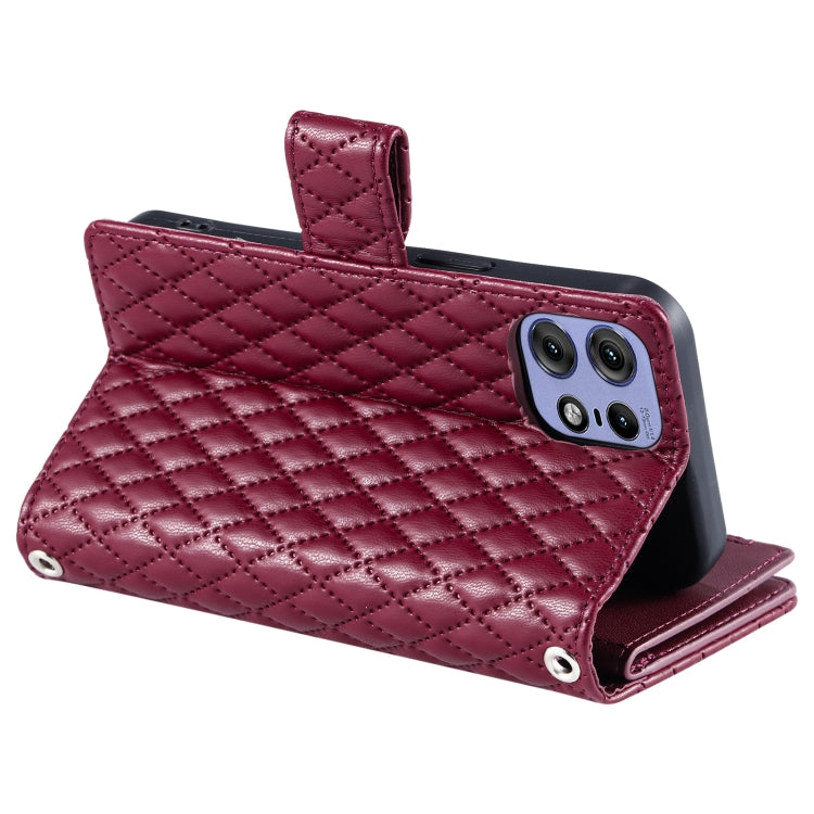 For Motorola Edge 50 Pro Glitter Lattice Zipper Wallet Leather Phone Case