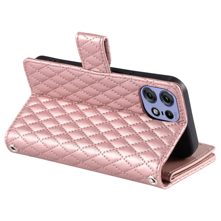 For Motorola Edge 50 Pro Glitter Lattice Zipper Wallet Leather Phone Case