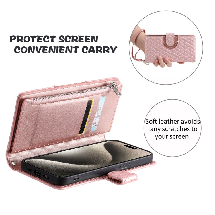 For Motorola Edge 50 Pro Glitter Lattice Zipper Wallet Leather Phone Case