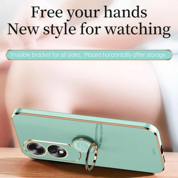 For OPPO A60 4G XINLI Straight Edge 6D Electroplate TPU Phone Case with Ring Holder