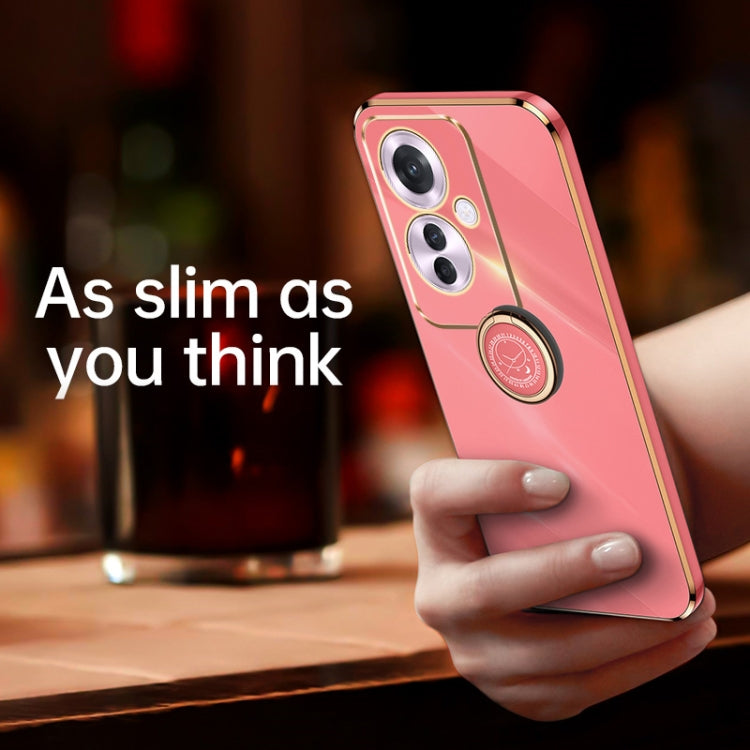 For OPPO Reno11 F XINLI Straight Edge 6D Electroplate TPU Phone Case with Ring Holder
