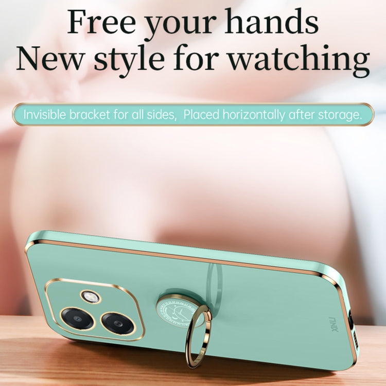 For OPPO A3 5G India XINLI Straight Edge 6D Electroplate TPU Phone Case with Ring Holder