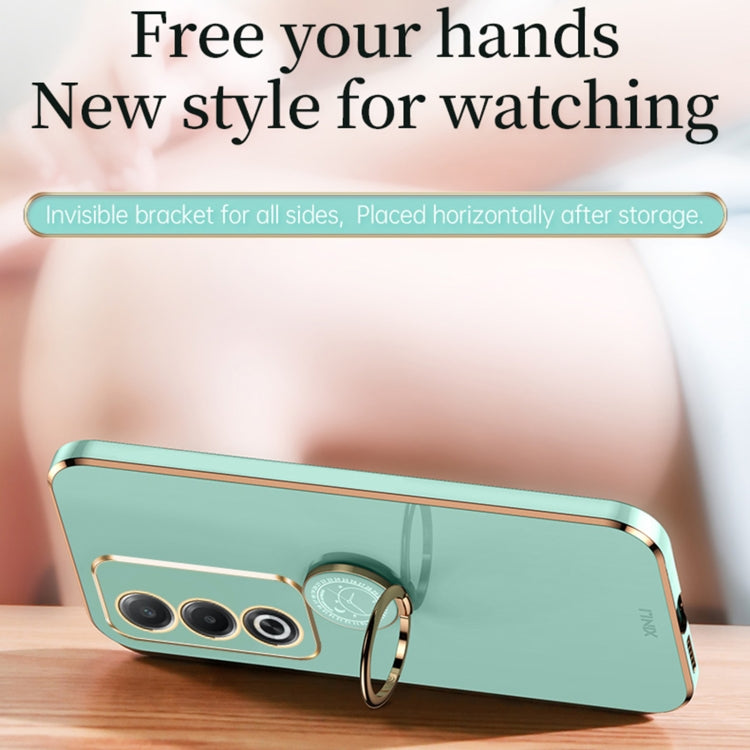 For OPPO A3 Pro India XINLI Straight Edge 6D Electroplate TPU Phone Case with Ring Holder