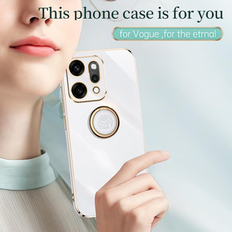 For OPPO Reno14 Pro 5G Global XINLI Straight Edge 6D Electroplate TPU Phone Case with Ring Holder