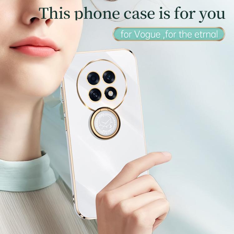 For OPPO A6 GT 5G XINLI Straight Edge 6D Electroplate TPU Phone Case with Ring Holder