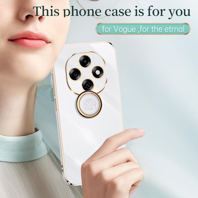 For OPPO A6 Pro 5G Global XINLI Straight Edge 6D Electroplate TPU Phone Case with Ring Holder