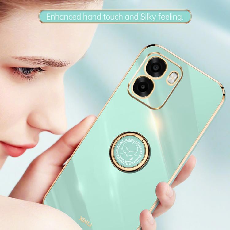 For OPPO A6x 4G / 5G Global XINLI Straight Edge 6D Electroplate TPU Phone Case with Ring Holder