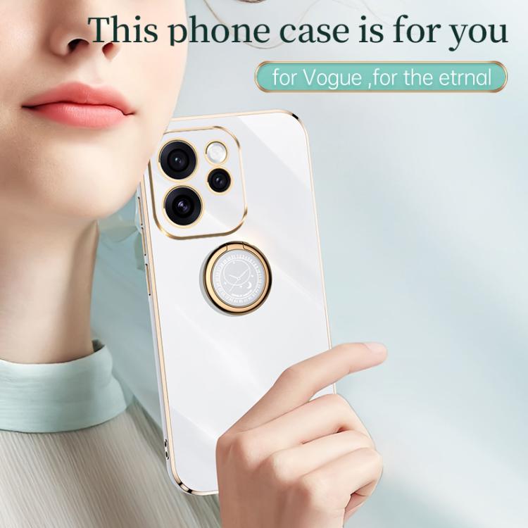 For OPPO Reno15 5G Global XINLI Straight Edge 6D Electroplate TPU Phone Case with Ring Holder