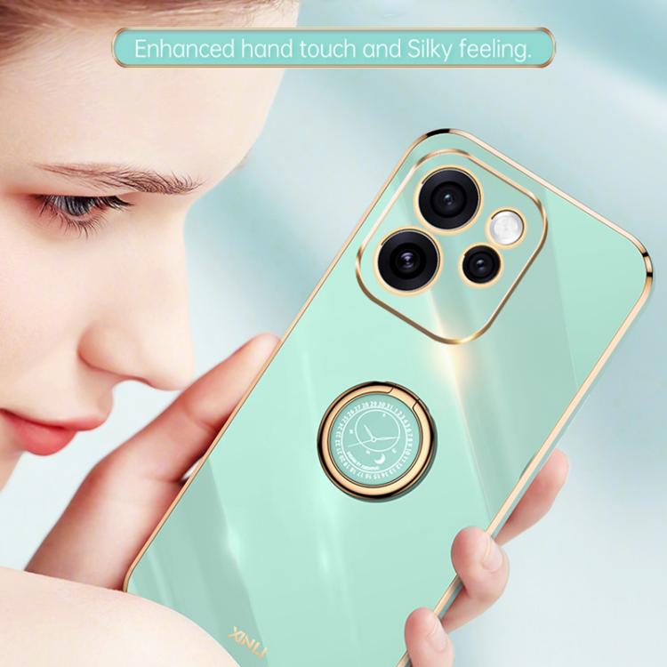 For OPPO Reno15 Pro 5G Global XINLI Straight Edge 6D Electroplate TPU Phone Case with Ring Holder