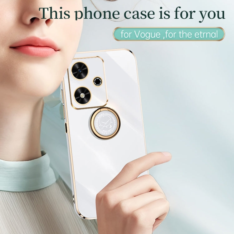 For Honor Play 50 XINLI Straight 6D Plating Gold Edge TPU Shockproof Case with Ring Holder