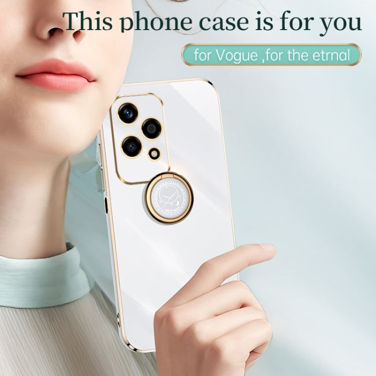 For Honor 200 Lite Global XINLI Straight 6D Plating Gold Edge TPU Shockproof Case with Ring Holder