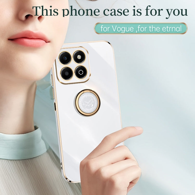 For Honor X6b XINLI Straight 6D Plating Gold Edge TPU Shockproof Case with Ring Holder