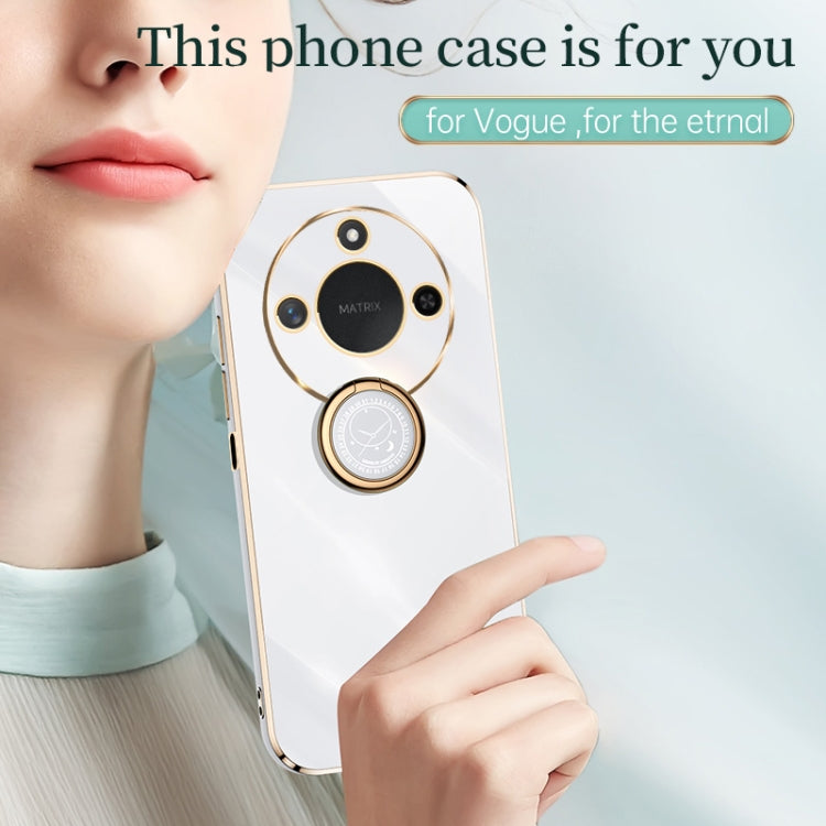 For Honor X60 XINLI Straight 6D Plating Gold Edge TPU Shockproof Case with Ring Holder