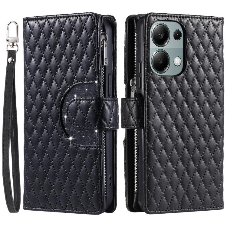 For OPPO Reno13 Pro Glitter Lattice Zipper Wallet Leather Phone Case