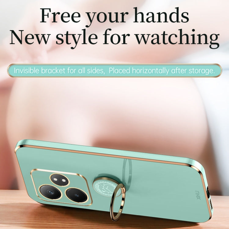 For Realme GT Neo6 XINLI Straight Edge 6D Electroplate TPU Phone Case with Ring Holder