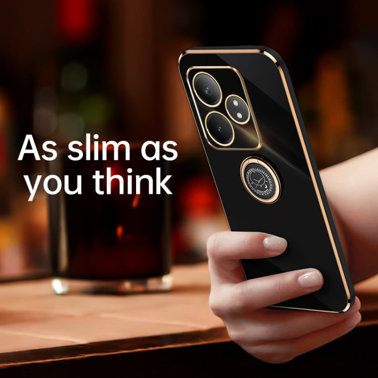 For Realme GT Neo6 XINLI Straight Edge 6D Electroplate TPU Phone Case with Ring Holder