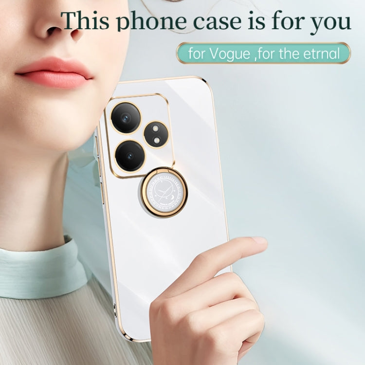 For Realme GT Neo6 XINLI Straight Edge 6D Electroplate TPU Phone Case with Ring Holder