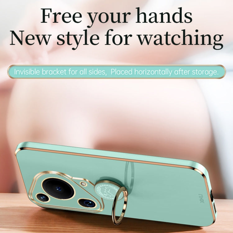 For Huawei Pura 70 Ultra XINLI Straight 6D Plating Gold Edge TPU Shockproof Case with Ring Holder