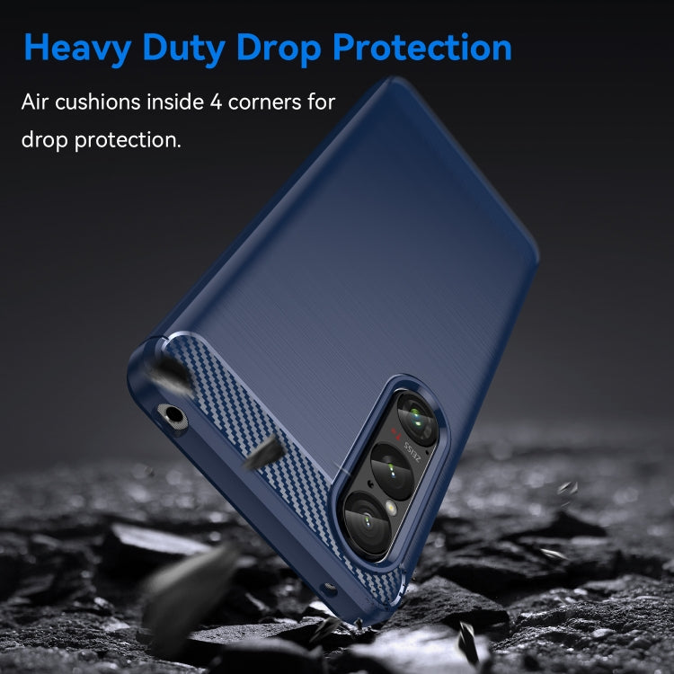 For Sony Xperia 1 VI Brushed Texture Carbon Fiber TPU Phone Case