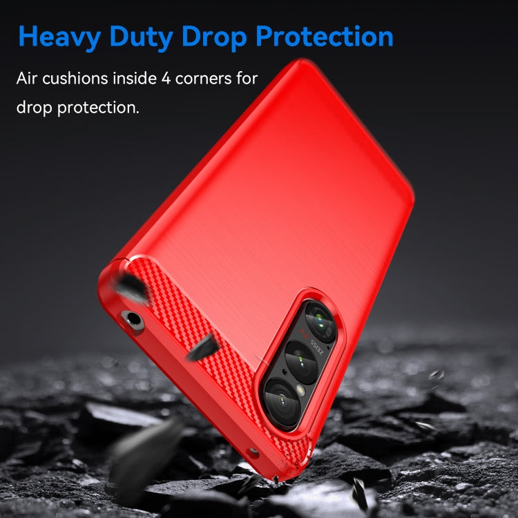 For Sony Xperia 1 VI Brushed Texture Carbon Fiber TPU Phone Case