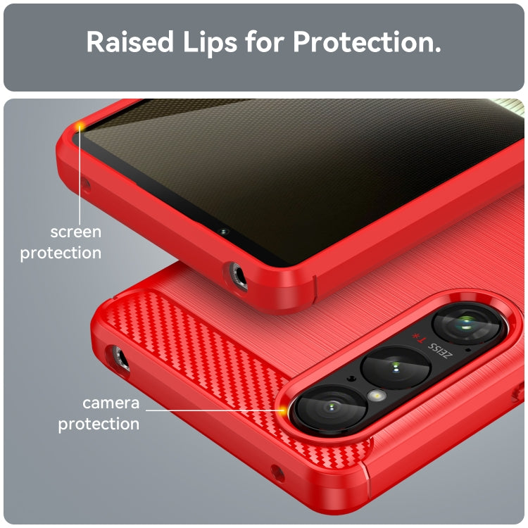 For Sony Xperia 1 VI Brushed Texture Carbon Fiber TPU Phone Case