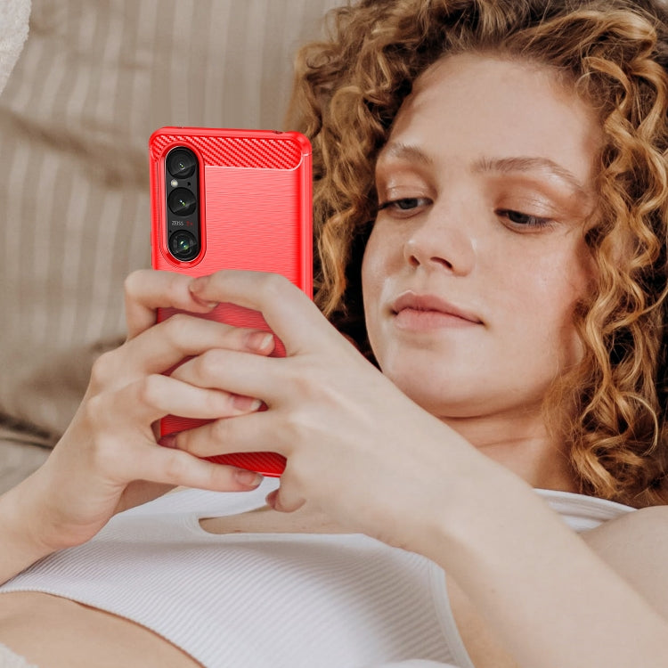 For Sony Xperia 1 VI Brushed Texture Carbon Fiber TPU Phone Case