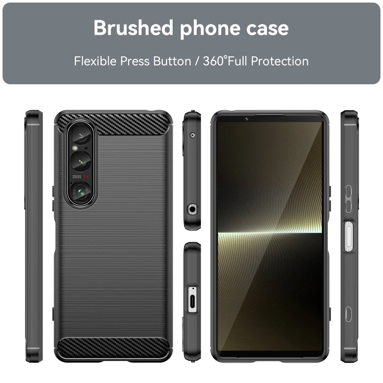 For Sony Xperia 1 VI Brushed Texture Carbon Fiber TPU Phone Case