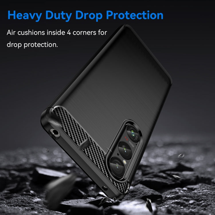 For Sony Xperia 1 VI Brushed Texture Carbon Fiber TPU Phone Case