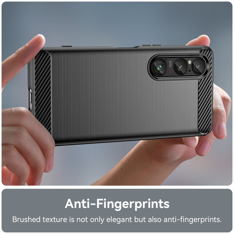 For Sony Xperia 1 VI Brushed Texture Carbon Fiber TPU Phone Case