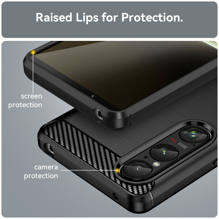 For Sony Xperia 1 VI Brushed Texture Carbon Fiber TPU Phone Case
