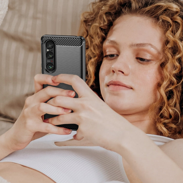 For Sony Xperia 1 VI Brushed Texture Carbon Fiber TPU Phone Case