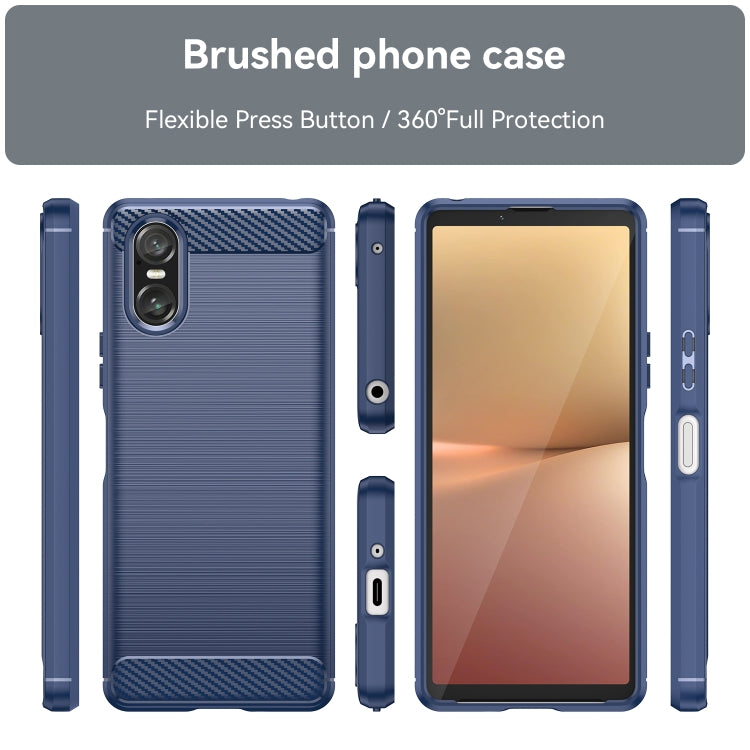 For Sony Xperia 10 VI Brushed Texture Carbon Fiber TPU Phone Case