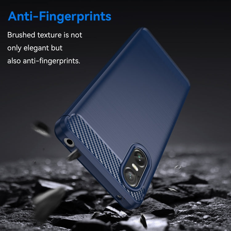 For Sony Xperia 10 VI Brushed Texture Carbon Fiber TPU Phone Case