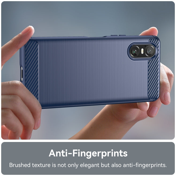 For Sony Xperia 10 VI Brushed Texture Carbon Fiber TPU Phone Case