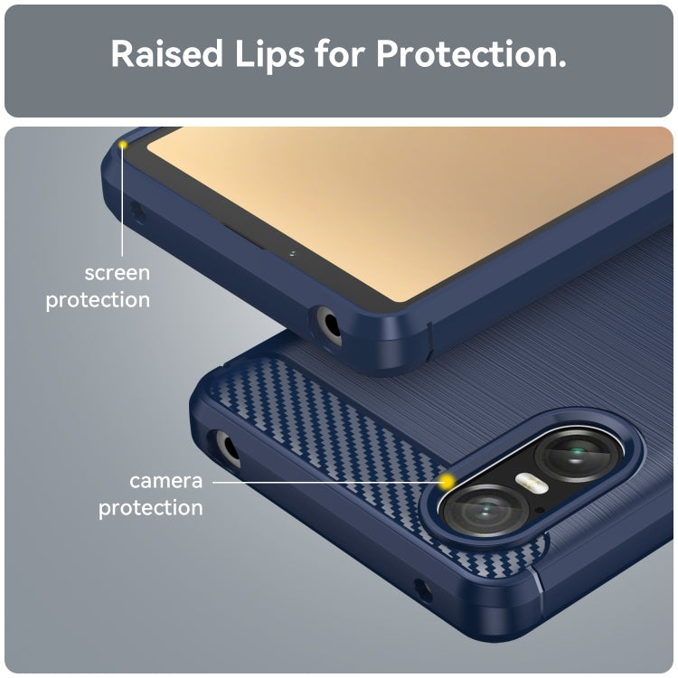 For Sony Xperia 10 VI Brushed Texture Carbon Fiber TPU Phone Case