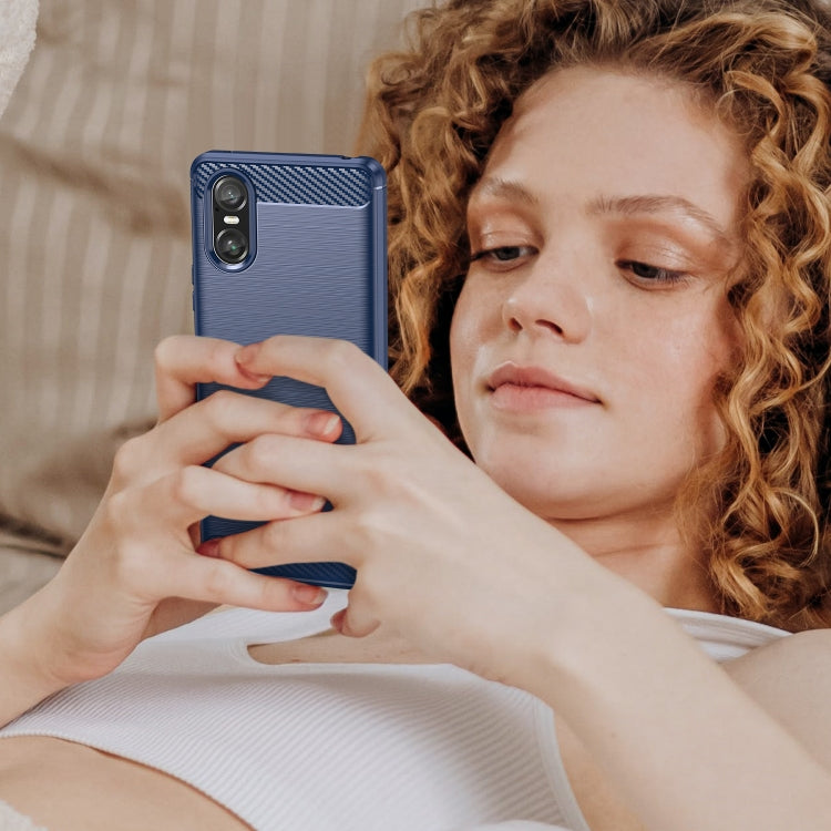 For Sony Xperia 10 VI Brushed Texture Carbon Fiber TPU Phone Case