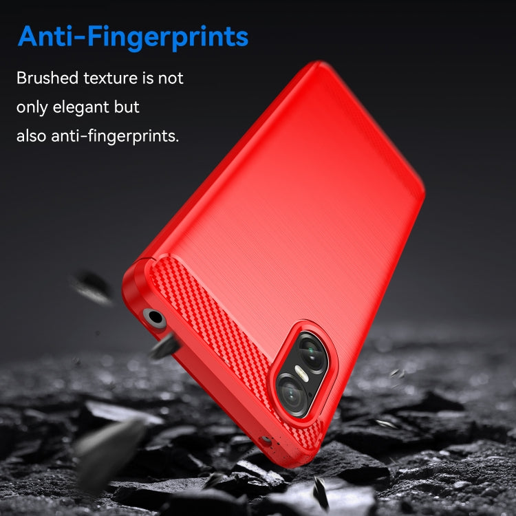 For Sony Xperia 10 VI Brushed Texture Carbon Fiber TPU Phone Case