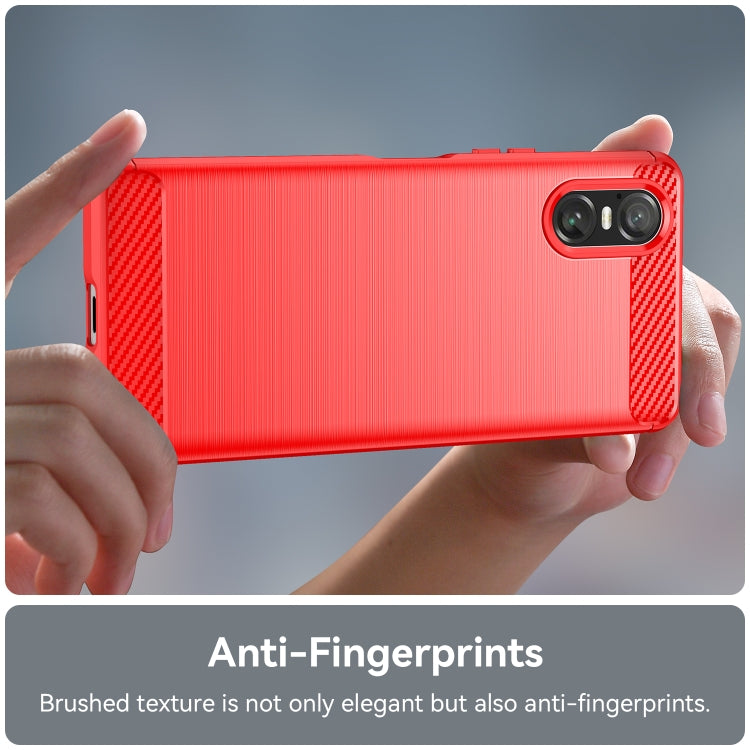 For Sony Xperia 10 VI Brushed Texture Carbon Fiber TPU Phone Case