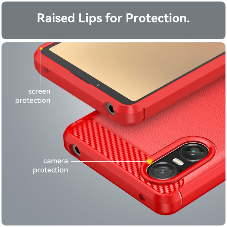 For Sony Xperia 10 VI Brushed Texture Carbon Fiber TPU Phone Case