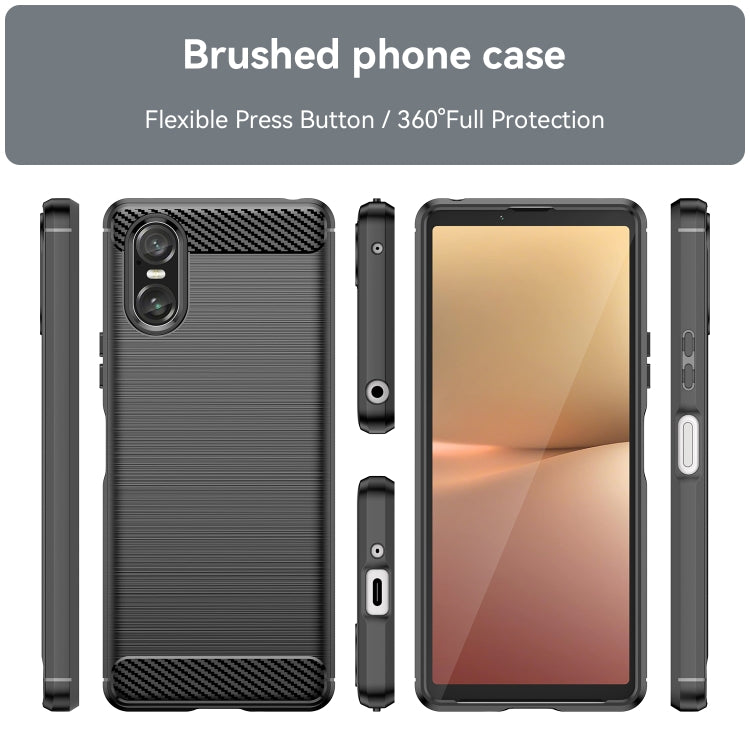 For Sony Xperia 10 VI Brushed Texture Carbon Fiber TPU Phone Case