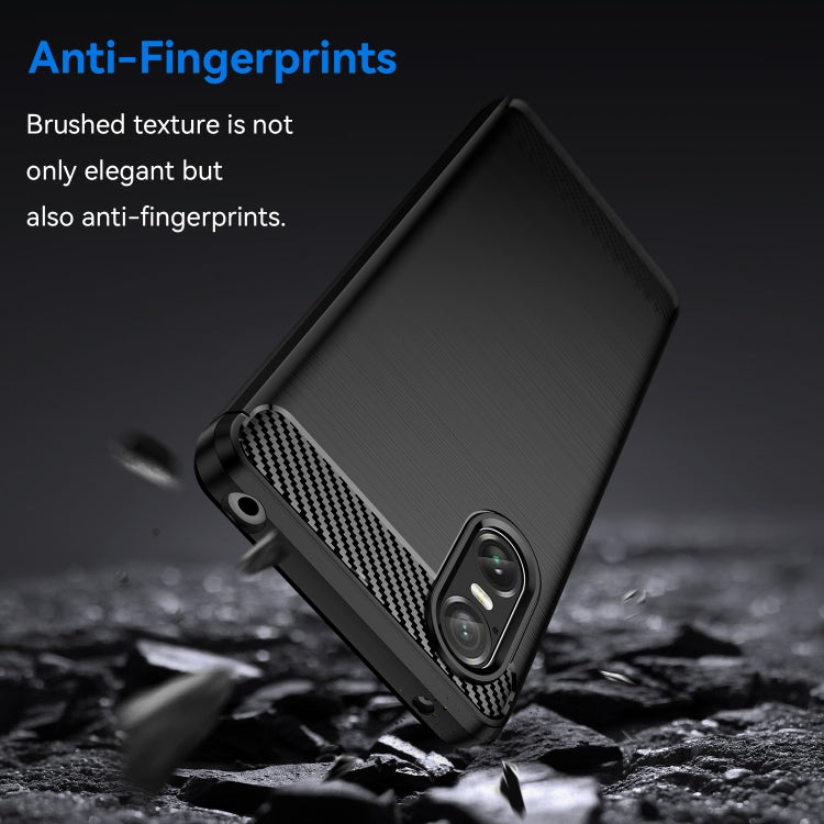 For Sony Xperia 10 VI Brushed Texture Carbon Fiber TPU Phone Case