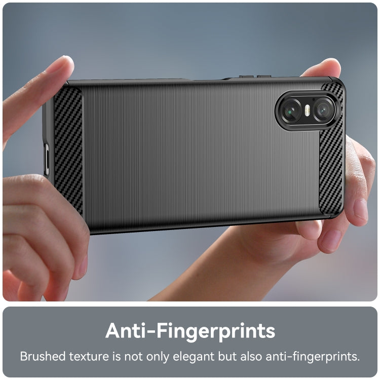 For Sony Xperia 10 VI Brushed Texture Carbon Fiber TPU Phone Case