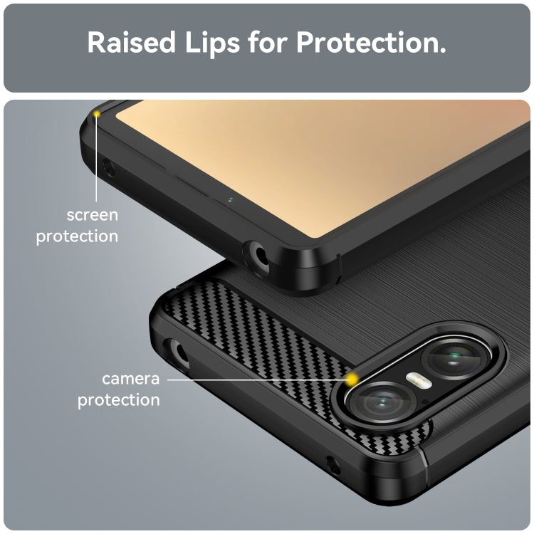 For Sony Xperia 10 VI Brushed Texture Carbon Fiber TPU Phone Case